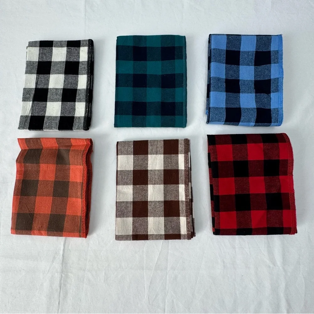 Pet Bandanas Plaid Buffalo Check Dog Cat  Scarf 6pcs